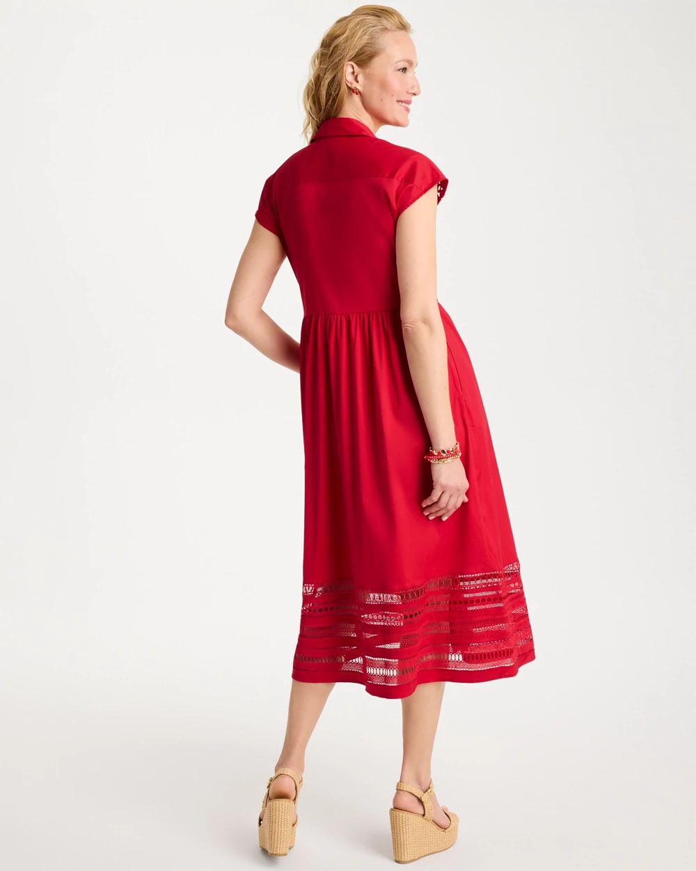 Lace Trim Midi Shirtdress | Chico's